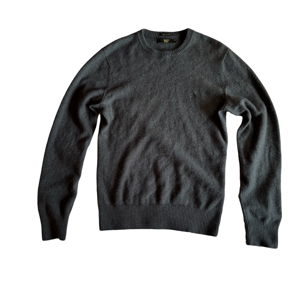 Original Penguin Men's Crewneck Sweater - Dark Gray - 100% Cashmere.